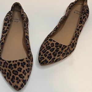 Crown & Ivy, Women’s Brown/Black Leopard Print Flats, Size 8B